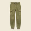 Pantalon cargo battle 7/8&egrave;me en maille vert kaki femme