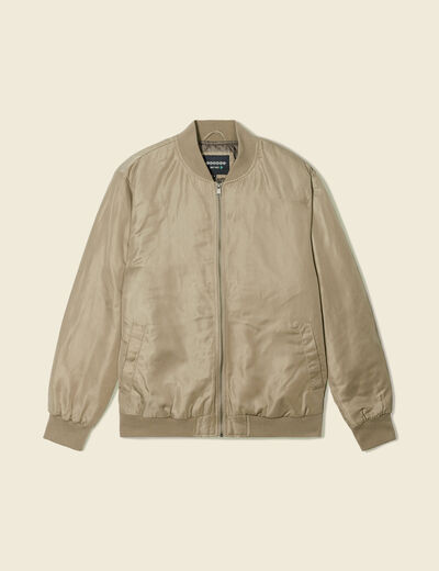 Bomber court manches longues doubl&eacute; taupe homme