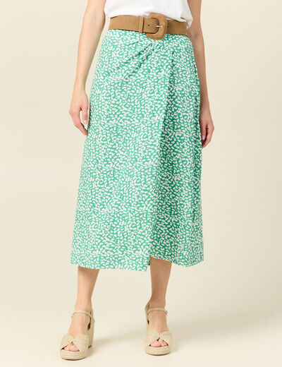 Jupe longue évasée vert femme