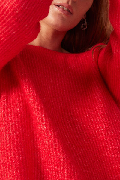 Pull manches longues rose framboise femme