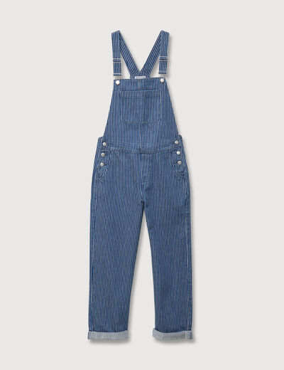 Salopette en coton aspect jeans denim stone femme