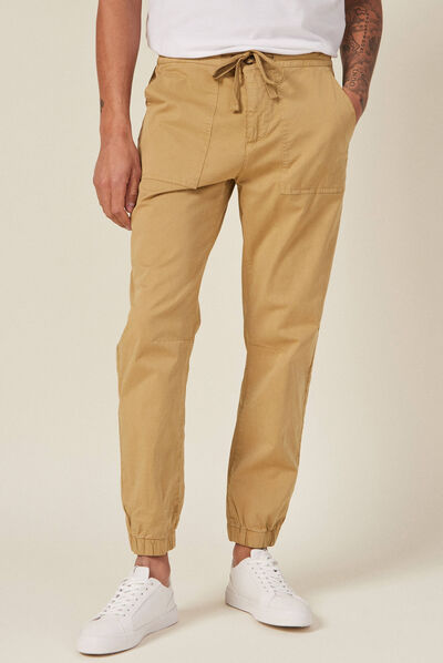 Jogger droit bas resserré vert olive homme