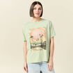 T-shirt oversize mi-long col rond vert clair femme
