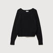 Pull droit col bateau manches longues noir femme