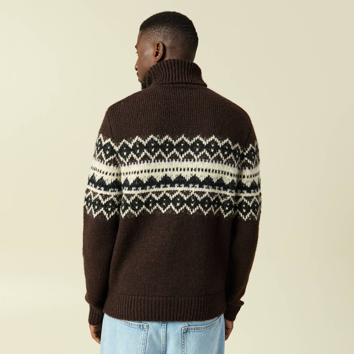 Pull moyenne maille col rond sable homme