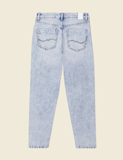 Jeans mom 7/8ème denim snow bleu femme