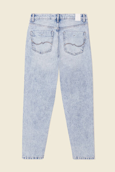 Jeans mom 7/8ème denim snow bleu femme