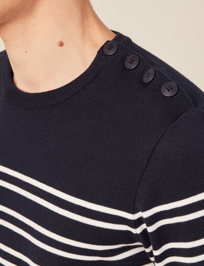 Pull manches longues bleu marine homme