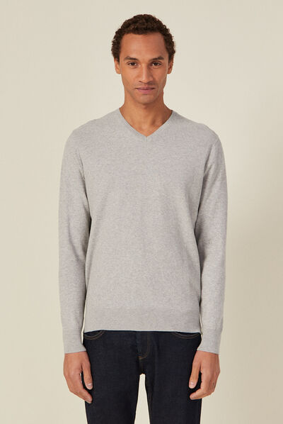 Pull manches longues gris foncé homme