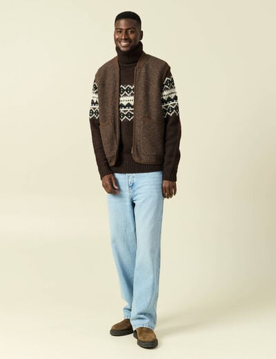 Gilet droit court sans manches marron fonc&eacute; homme