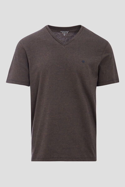 T-shirt manches courtes homme marron homme