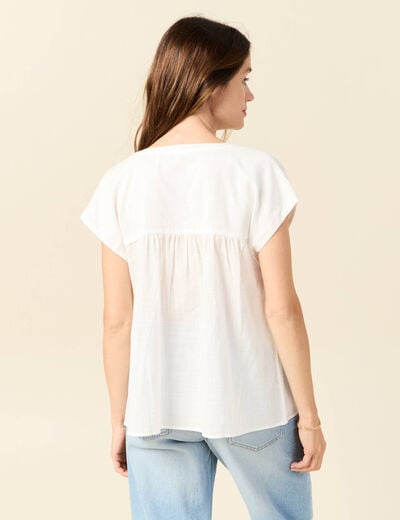 Chemise manches courtes ecru femme