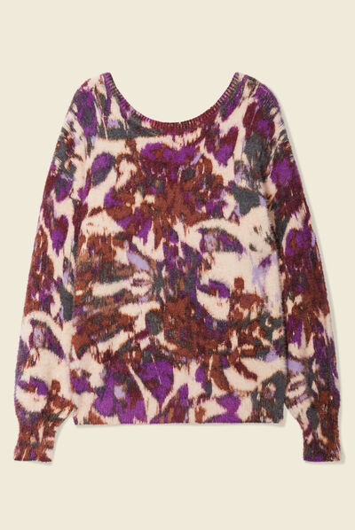 Pull manches longues violet femme