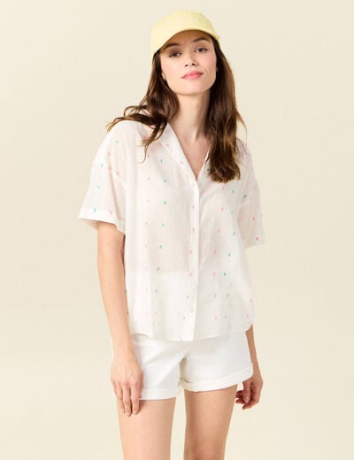 Chemise manches courtes multicolore femme