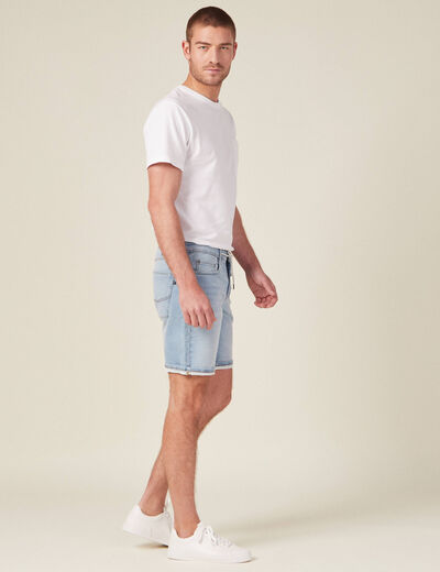 Bermuda confort ultra stretch denim bleach homme