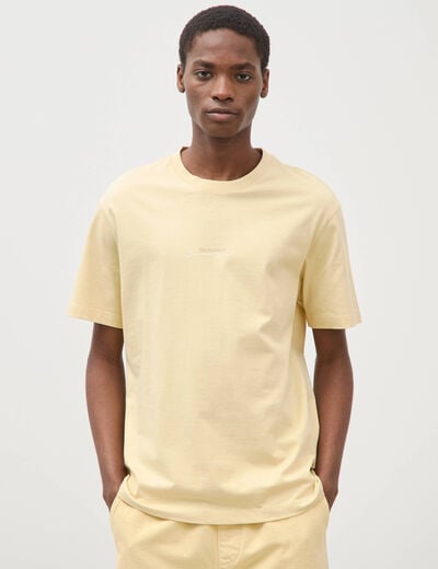 T-shirt en coton manches courtes jaune clair homme