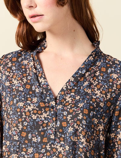 Blouse manches longues bleu marine femme