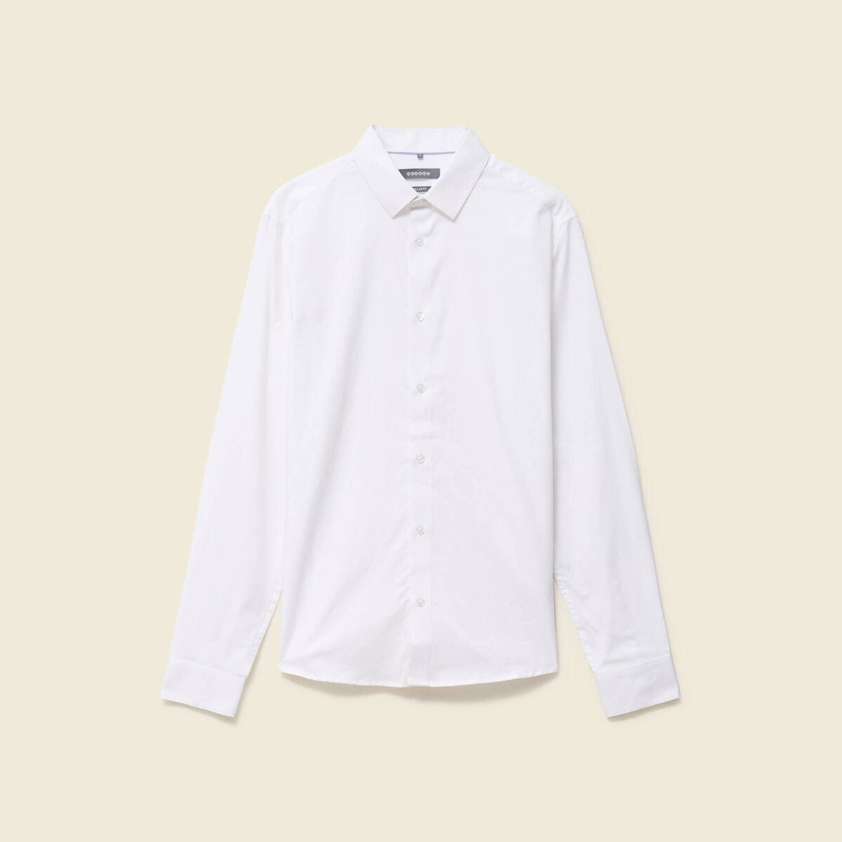 Chemise droite courte col am&eacute;ricain blanc homme