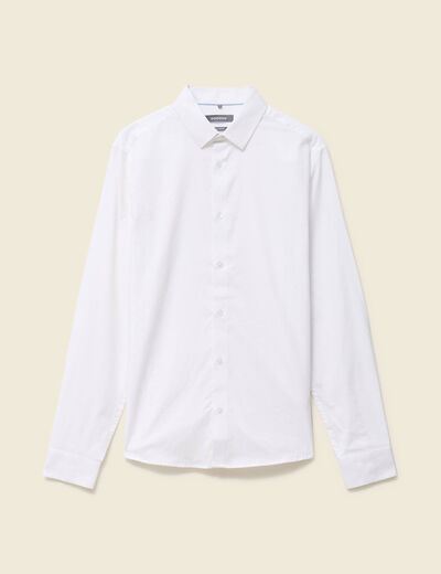 Chemise droite courte col am&eacute;ricain blanc homme