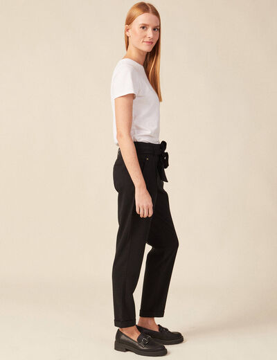 Pantalon paperbag noir femme