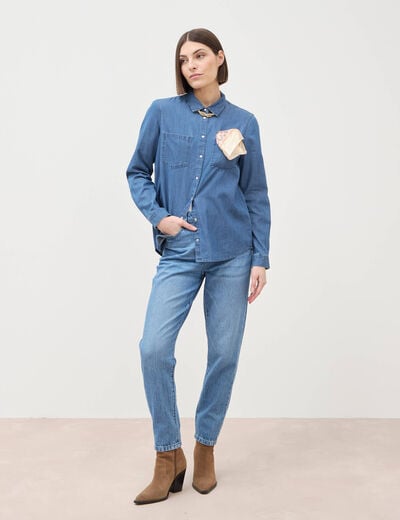 Jeans mom 7/8&egrave;me denim used femme