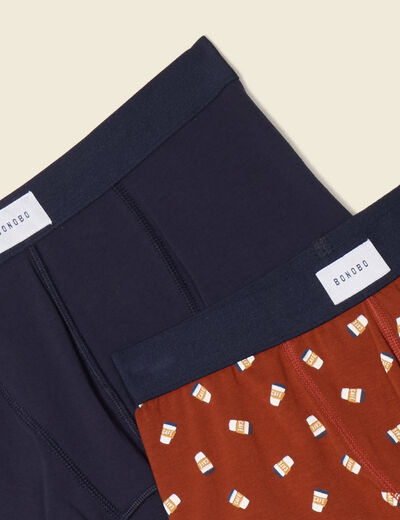 Lot 2 boxers marron cognac homme