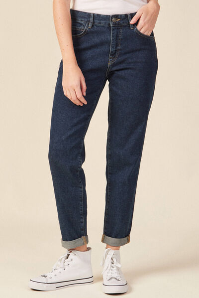 Jeans girlfriend 5 poches denim brut femme