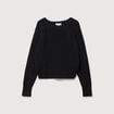 Pull droit col bateau manches longues noir femme