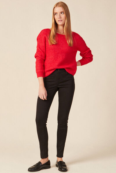 Pull manches longues rose framboise femme