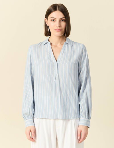 Blouse manches longues bleu femme