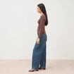T-shirt cintr&eacute; manches longues col rond marron femme