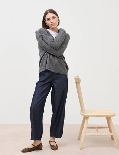 Jeans slouchy taille haute denim brut femme