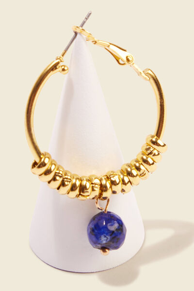 Boucles d'oreilles créoles bleu marine femme
