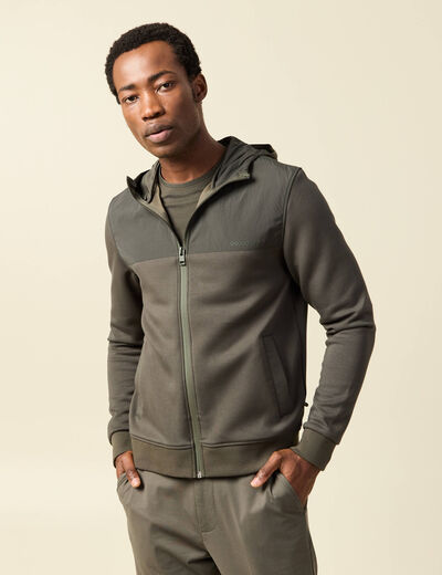 Sweat zipp&eacute; &agrave; capuche noir homme