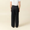 Pantalon large cropped taille haute noir femme