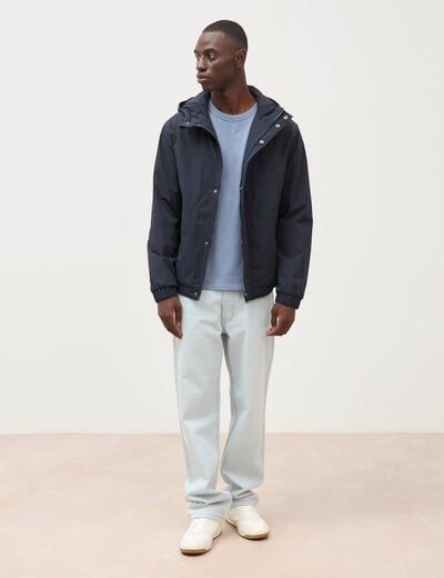 Parka coupe r&eacute;guli&egrave;re &agrave; capuche bleu marine homme