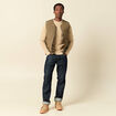 Pull fin col rond manches longues beige homme