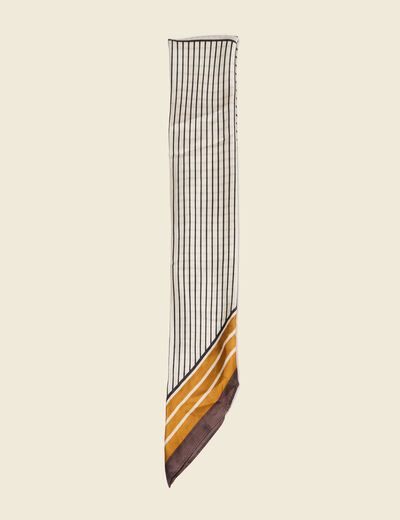 Foulard satin&eacute; ecru femme