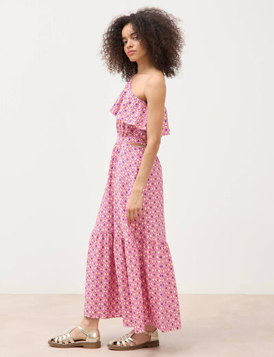 Robe one shoulder sans manches multicolore femme
