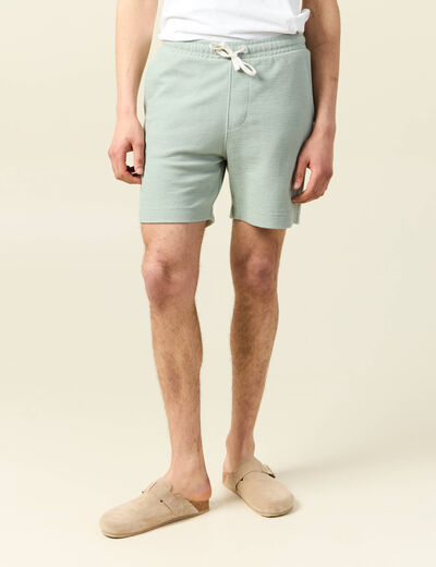 Short droit avec cordon vert olive homme