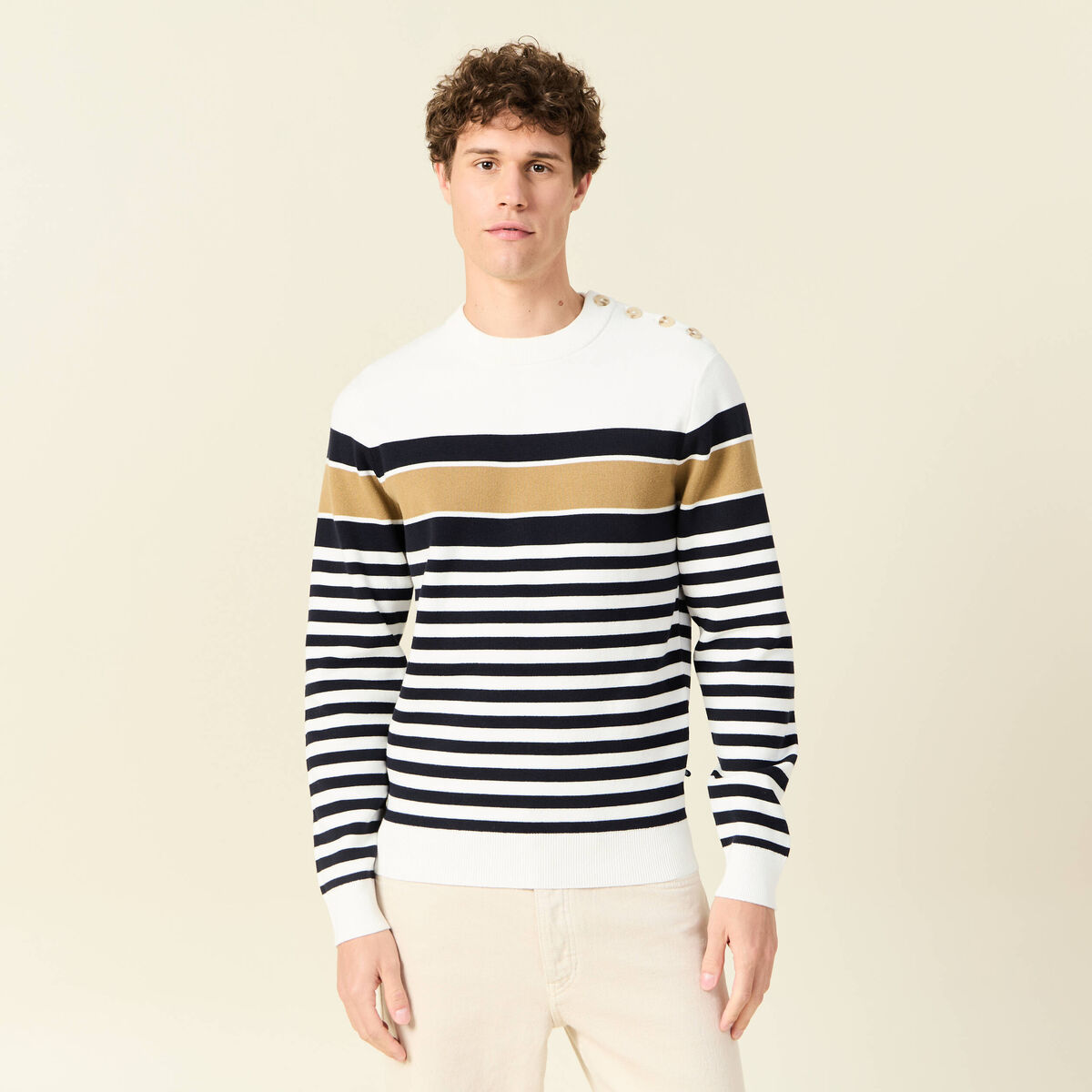 Pull éco-responsable ecru homme