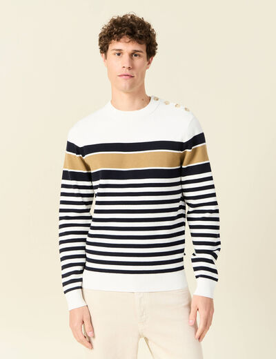 Pull éco-responsable ecru homme