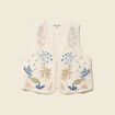 Gilet sans manches col v broderie ecru femme