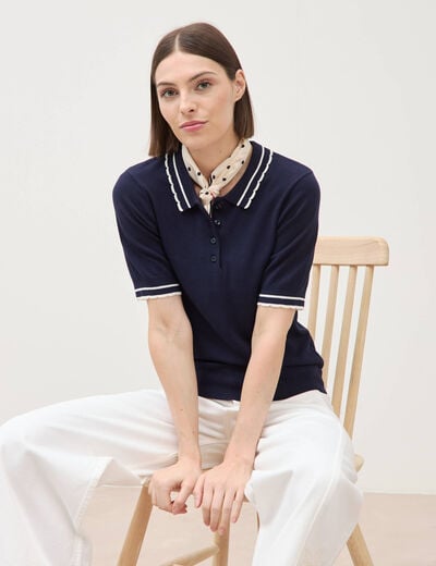 Polo manches courtes bleu marine femme