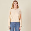 Sweat manches longues col en V creme femme