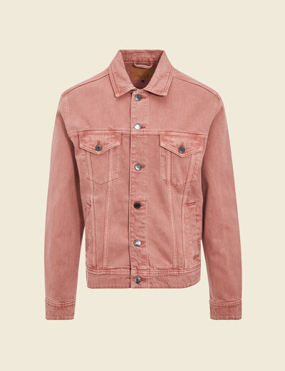 Veste droite boutonné en jean rose homme