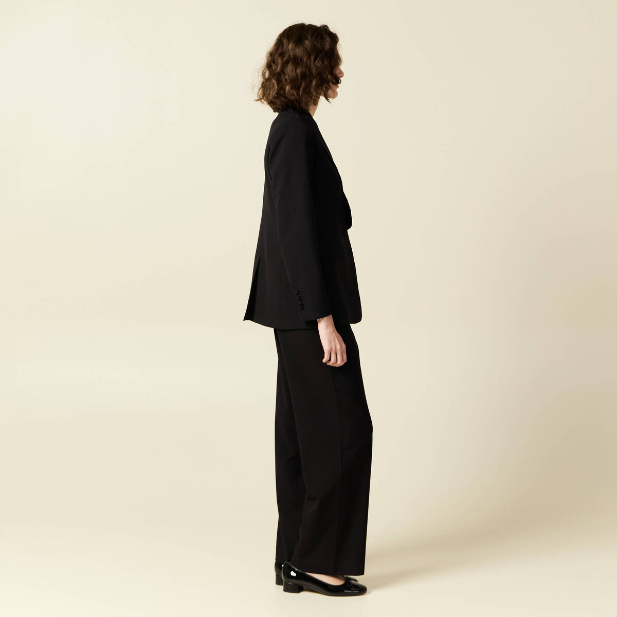 Blazer col châle noir femme