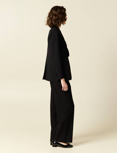 Blazer col châle noir femme