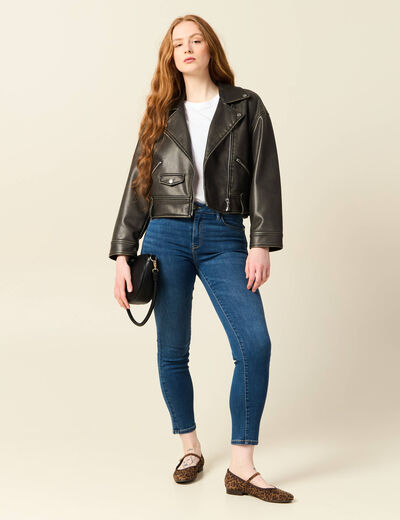 Jeans slim taille haute 7/8ème denim stone femme