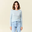 T-shirt manches longues avec laine bleu ciel femme